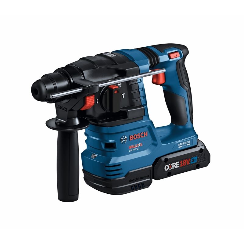 Bosch GBH18V-22K24 18V Brushless SDS-plus Bulldog 3/4 In. Rotary Hammer Kit with (2) CORE18V 4 Ah Advanced Power Batteries