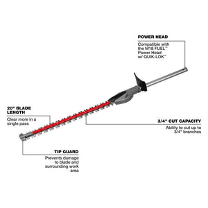 Milwaukee 49-16-2796 M18 FUEL QUIK-LOK Hedge Trimmer Attachment