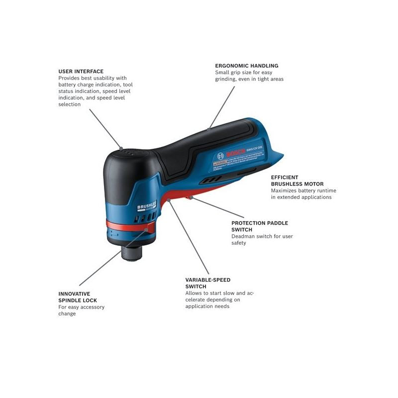 Bosch GWG12V-20SN 12V Max Brushless 1/4 In. Right Angle Die Grinder - Tool Only