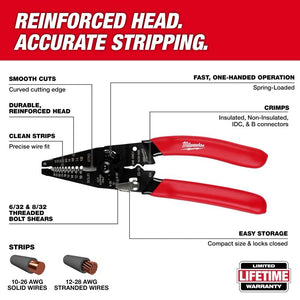 Milwaukee | 48-22-3052 10-28 AWG Multi-Purpose Dipped Grip Wire Stripper & Cutter w/ Reinforced Head