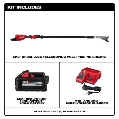 Milwaukee 3008-21 M18 Brushless Telescoping Pole Pruning Shears Kit