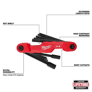 Milwaukee 48-22-2180 11-Key Electrician's Folding Hex Key Set - SAE