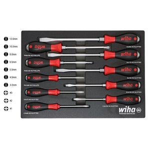 WIHA 53180 10 PIECE SOFTFINISH  HEAVY DUTY CUSHION GRIP SCREWDRIVER TRAY SET