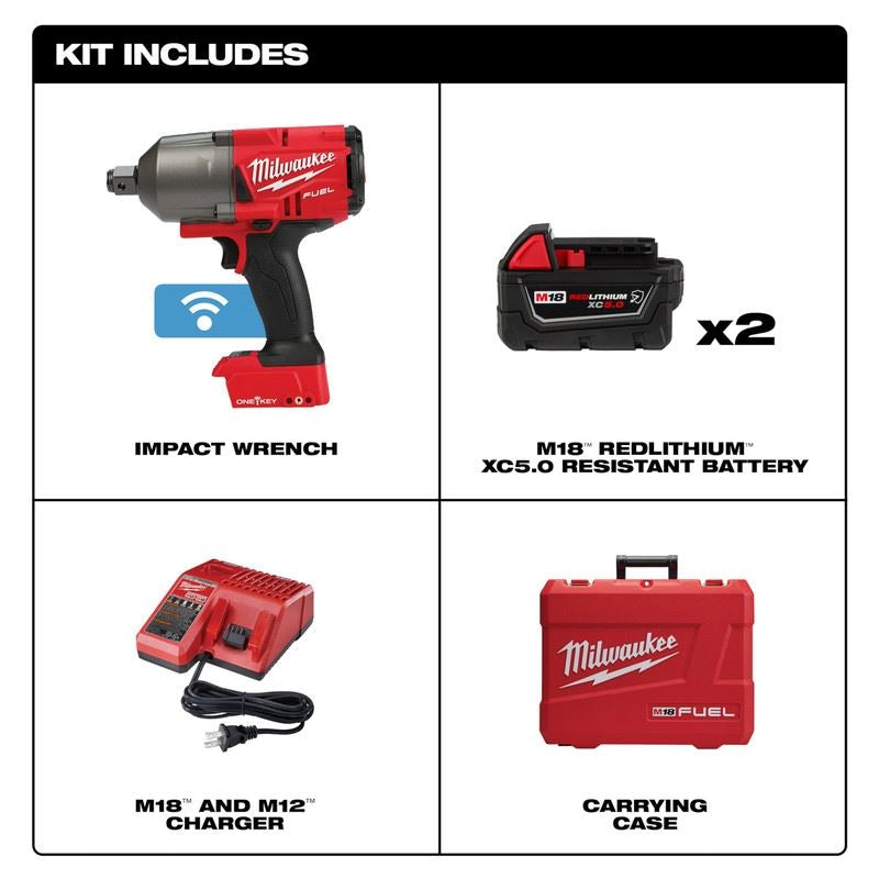 Milwaukee 2864-22R M18 FUEL w/ ONE-KEY High Torque Impact Wrench 3/4in Friction Ring Kit