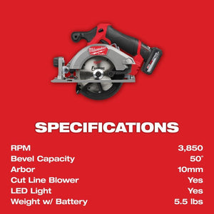 Milwaukee 2521-21HO M12 FUEL 5-3/8in Circular Saw Kit