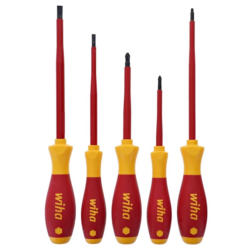 WIHA 32059 5 PIECE INSULATED SOFTFINISH SLOTTED/PHILLIPS/SQUARE SCREWDRIVER SET