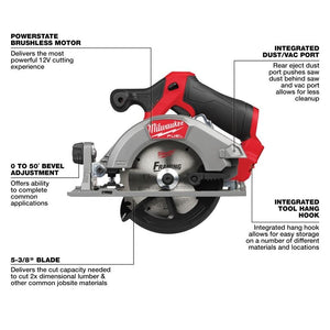 Milwaukee 2521-20 M12 FUEL 5-3/8in Circular Saw