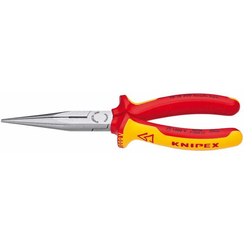 KNIPEX 26 18 200 SBA 8in Long Nose Pliers with Cutter-1000V Insulated