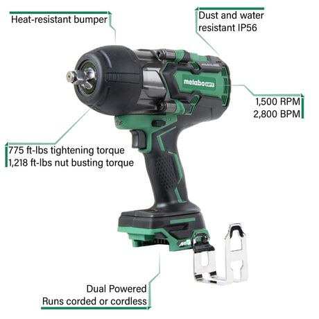 metabo HPT WR36DBQ4M 36V 1/2 Inch Impact Wrench (Tool Body Only)