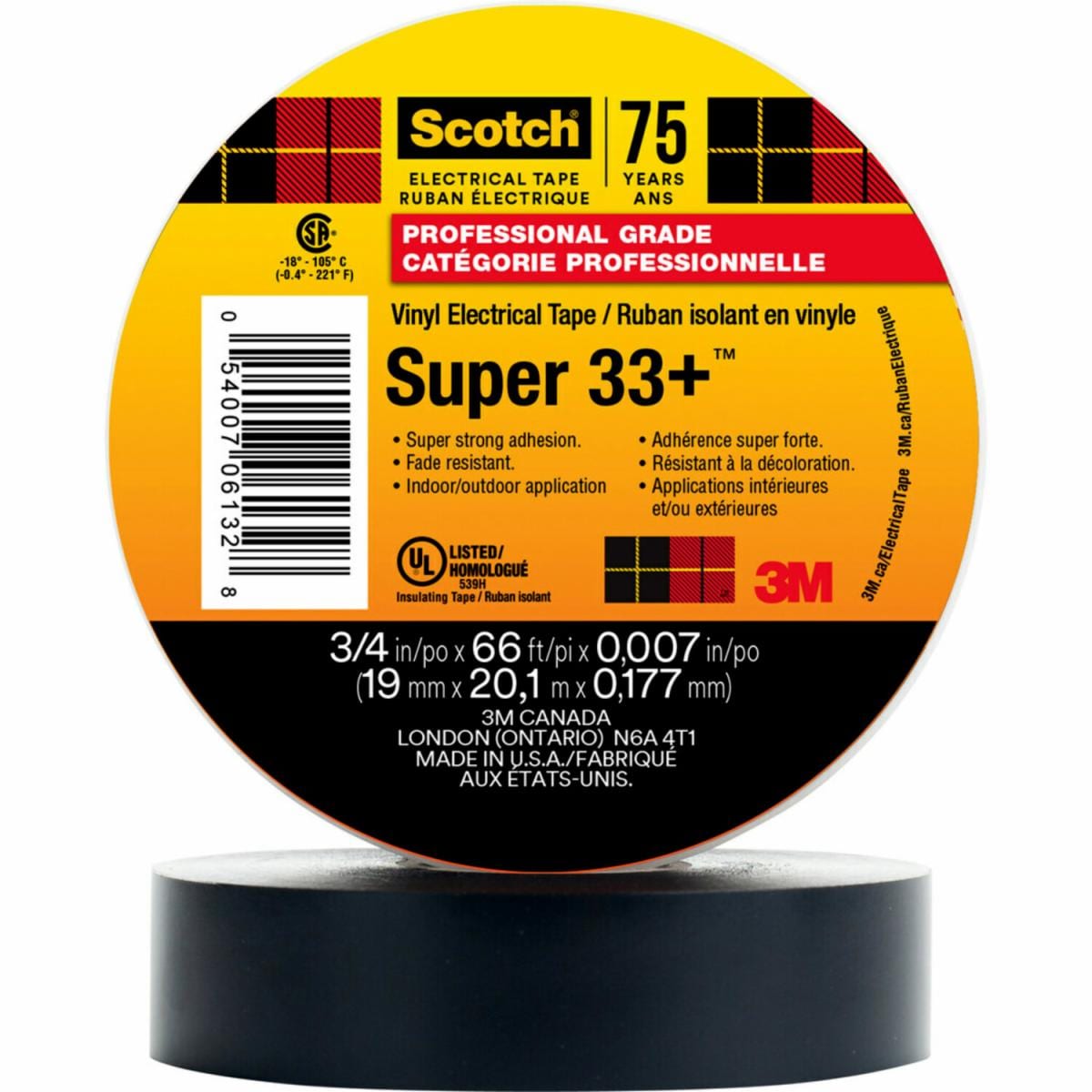 3M Scotch® Vinyl Electrical Tape Super 33+ - 3/4" x 66ft