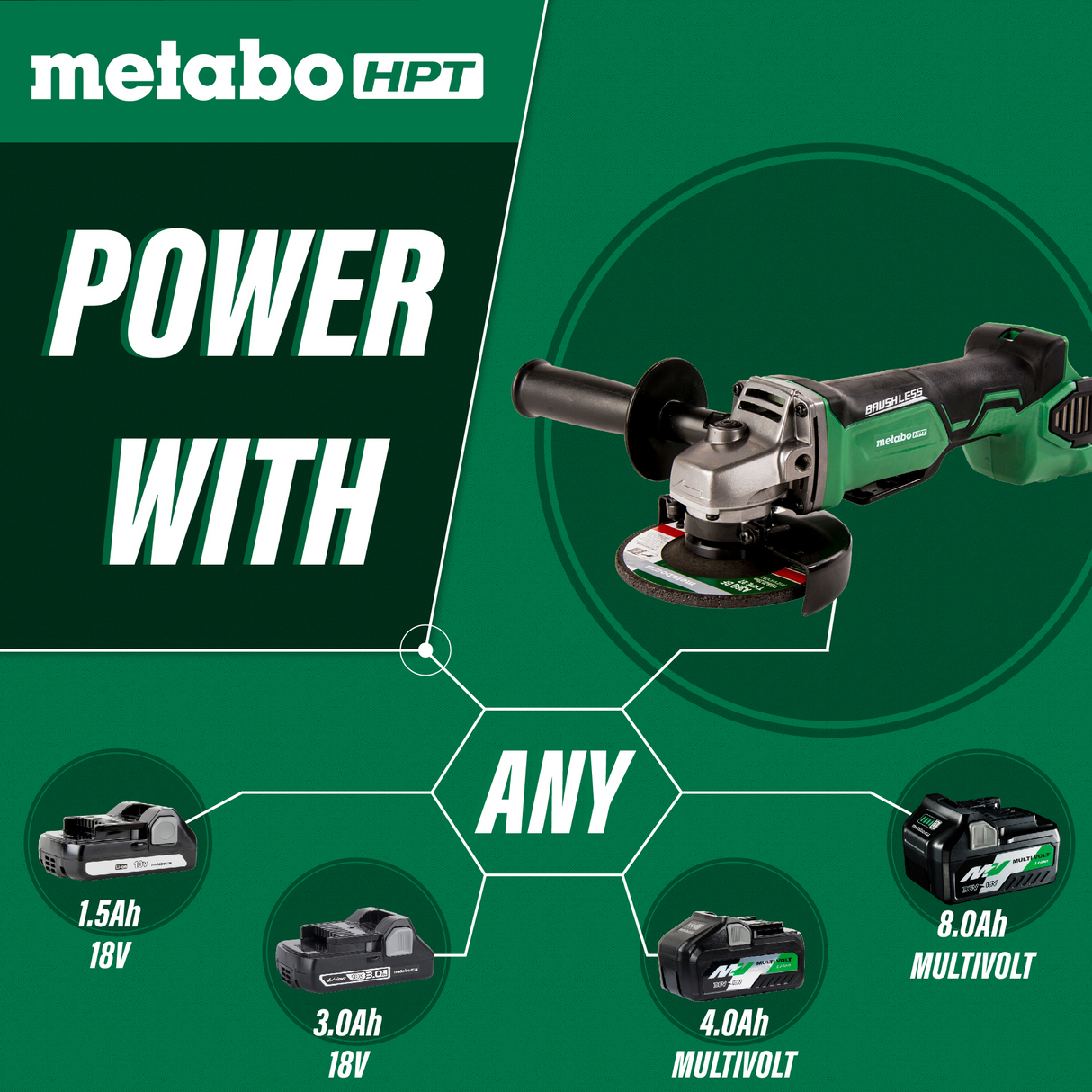 metabo HPT G18DBALQ4M 18V 4-1/2 Inch Brushless Angle Grinder (Tool Body Only)