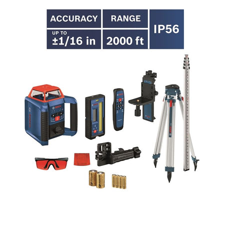 Bosch REVOLVE2000 Self-Leveling Horizontal/Vertical Rotary Laser Kit