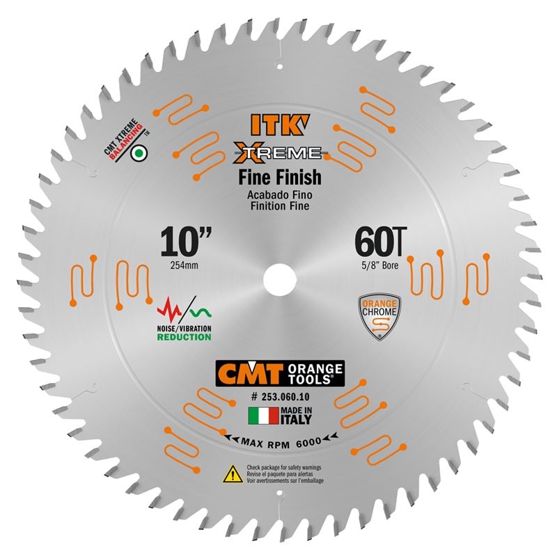 CMT 253.060.10 10 in Sliding Fine Finsh Saw Blade - 60T