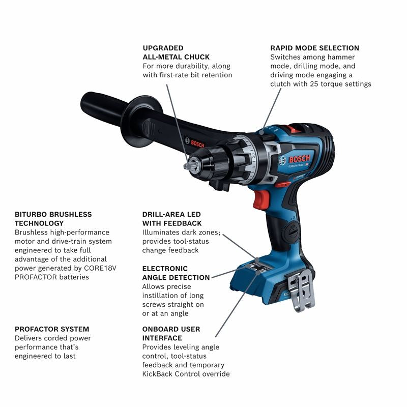 Bosch GXL18V-260B26 18V 2-Tool Combo Kit with Connected-Ready 1/2 In. Hammer Drill/Driver, Connected-Ready Two-In-One 1/4 In. and 1/2 In. Bit/Socket Impact Driver/Wrench, (1) CORE 18V 8.0 Ah Performance Battery and (1) CORE 18V 4.0 Ah Compact Battery