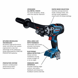 Bosch GXL18V-260B26 18V 2-Tool Combo Kit with Connected-Ready 1/2 In. Hammer Drill/Driver, Connected-Ready Two-In-One 1/4 In. and 1/2 In. Bit/Socket Impact Driver/Wrench, (1) CORE 18V 8.0 Ah Performance Battery and (1) CORE 18V 4.0 Ah Compact Battery