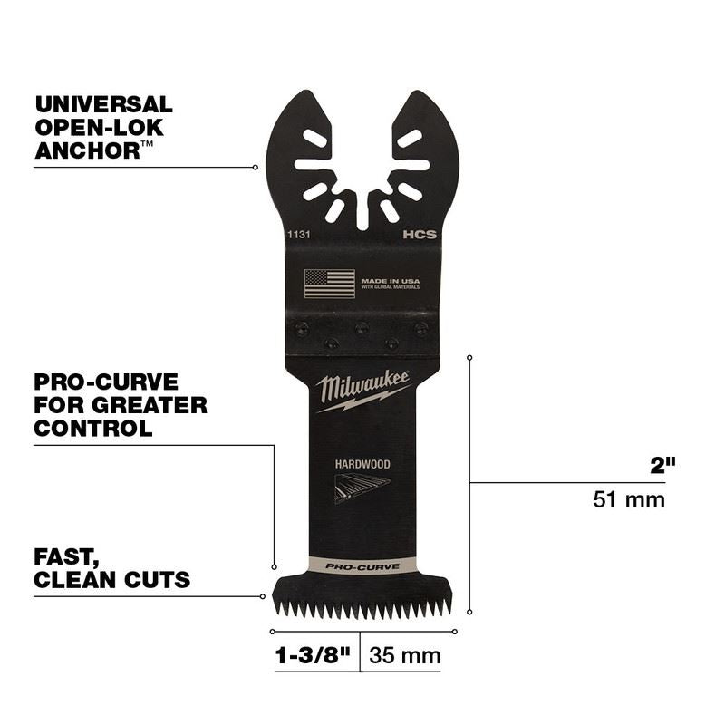 Milwaukee 49-25-1131 OPEN-LOK 1-3/8 in Hcs Japanese Tooth Pro-Curve Hardwood Blade 1 Pk