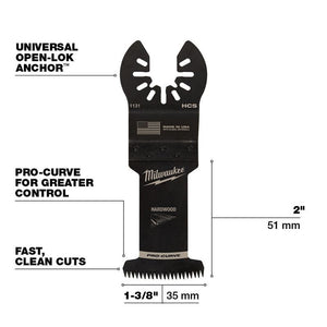 Milwaukee 49-25-1131 OPEN-LOK 1-3/8 in Hcs Japanese Tooth Pro-Curve Hardwood Blade 1 Pk