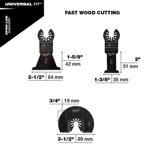 Milwaukee 49-10-9004 OPEN-LOK 3pc Wood Cutting Multi-Tool Blade Variety Pack