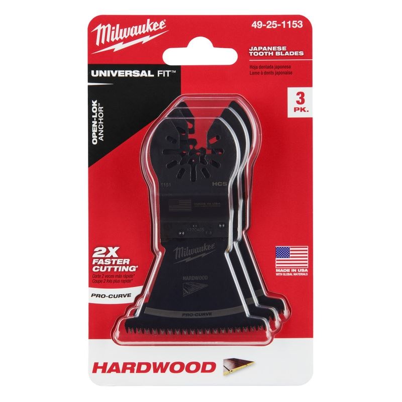 Milwaukee 49-25-1153 OPEN-LOK 2-1/2 in Hcs Japanese Tooth Pro-Curve Hardwood Blade 3 Pk