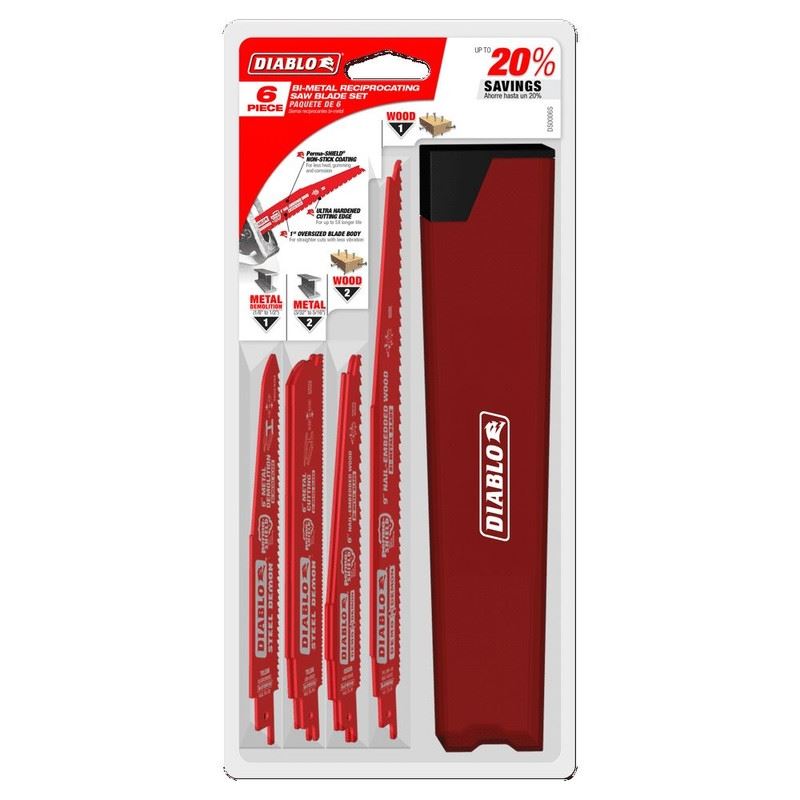 DIABLO DS006SC 6 pc Nail-Embedded Wood and Metal Cutting/Demolition Recip Set