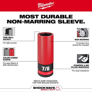 Milwaukee 49-66-7833 SHOCKWAVE Impact Duty 1/2 Drive SAE and Metric 11PC Lug Nut Wheel Socket Set