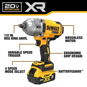 DEWALT DCF900P2 20V MAX XR 1/2 In. High Torque Impact Wrench with Hog Ring Anvil