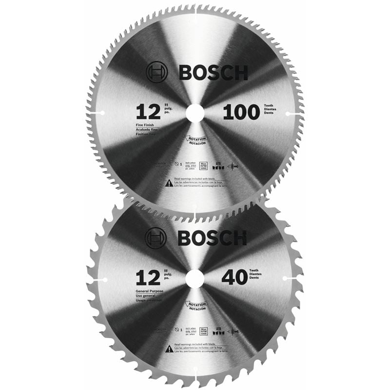 Bosch BCB12TW 12inx 40T and 100T Carbide Blade Combo Pack