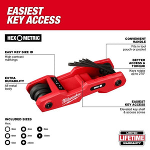 Milwaukee 48-22-2182 8 Key Folding Hex Key Set  - Metric