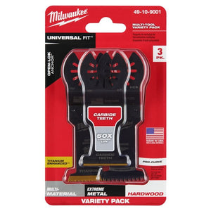 Milwaukee 49-10-9001 OPEN-LOK 3pc All Purpose Multi-Tool Blade Variety Pack