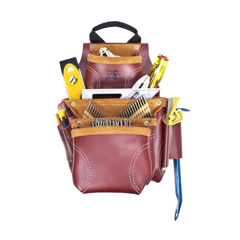 CLC 21687 9 Pocket Construction Worker's Heavy Duty Leather Nail  Tool Bag