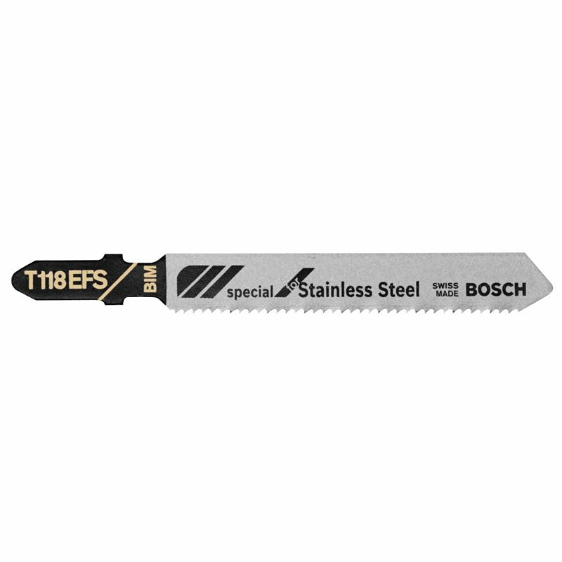 Bosch | T118EF 5 Pieces 3-5/8" 11-18 TPI Flexible for Metal T-Shank Jig Saw Blades