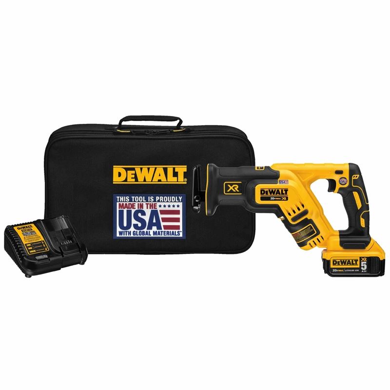 DEWALT DCS367P1 20V MAX* XR Brushless Compact Reciprocating Saw Kit (5.0 Ah)