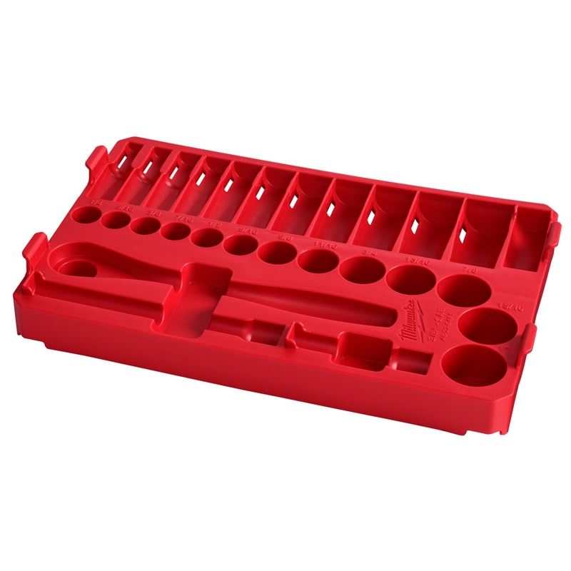 Milwaukee 48-22-9481 3/8in Drive 28pc Ratchet and Socket Set with PACKOUT Low-Profile Compact Organizer - SAE