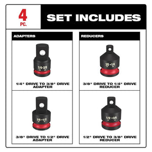 Milwaukee 49-66-6742 SHOCKWAVE Impact Duty 1/4in-1/2in Drive Adapter Set