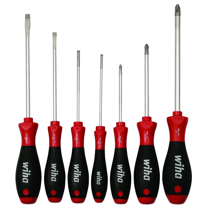 Wiha SoftFinish Slotted and Phillips Screwdriver Set 7-Piece