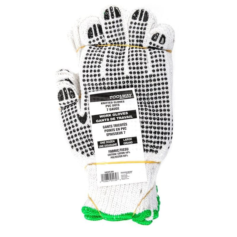 Toolway GLOVES KNITTED PVC DOTS GREEN Large