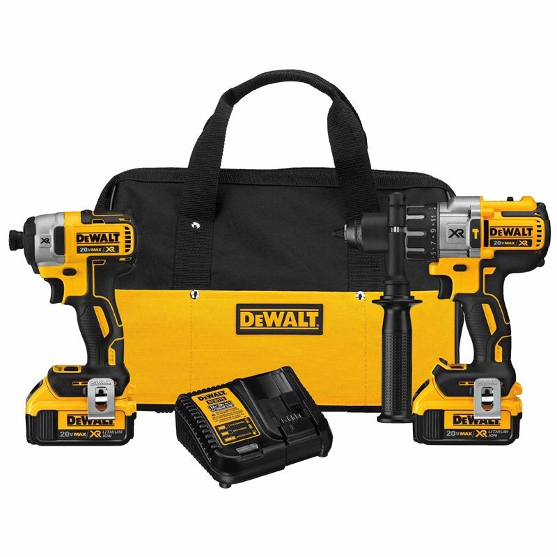 DEWALT DCK299M2 20V MAX* XR Lithium Ion Brushless Premium Hammerdrill Impact Driver Combo Kit (4.0AH)