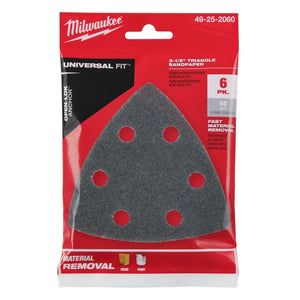 Milwaukee 49-25-2060 3-1/2 in 60 Grit Triangle Sandpaper 6 Pk