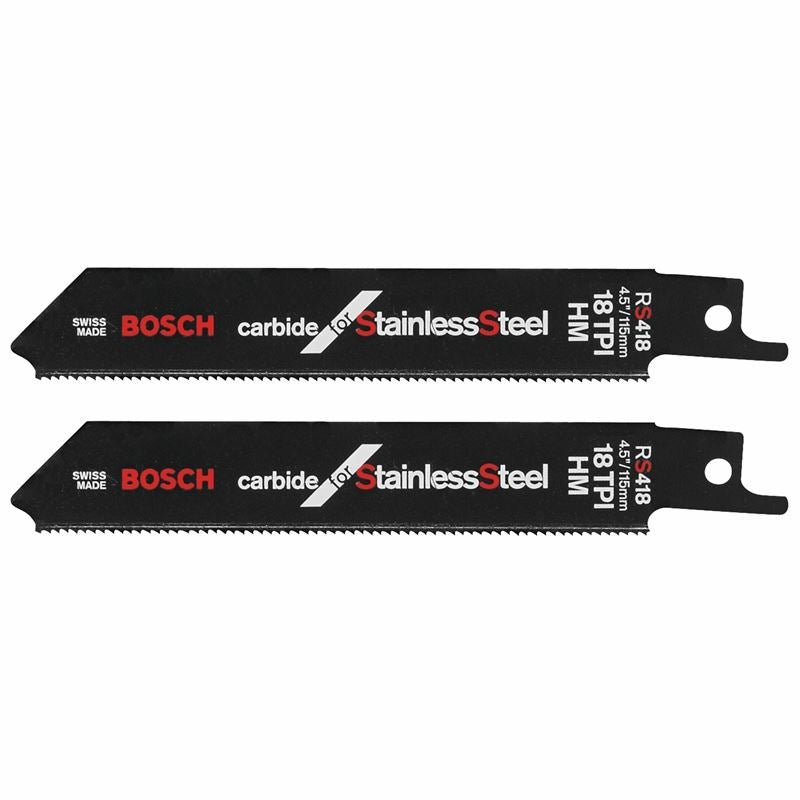 Bosch RS418-2 2 Pieces 4 In. 30 TPI Carbide for Stainless Steel Specialty Reciprocating Saw Blades