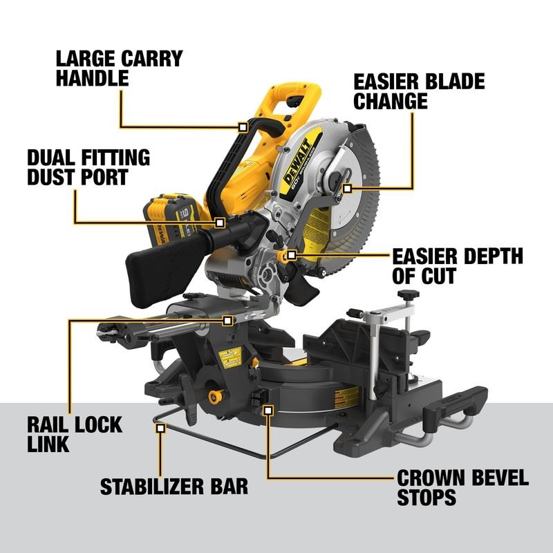 DEWALT DCS781X1 60V MAX  12in. Double Bevel Sliding Miter Saw