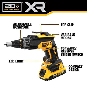 DEWALT DCK265D2 20V MAX XR Brushless Drywall Screwgun and Cut-Out Tool Combo Kit (2.0Ah)