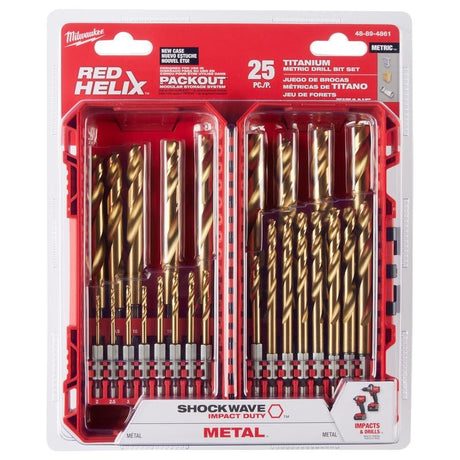 Milwaukee 48-89-4861 SHOCKWAVE Impact Duty RED HELIX Titanium Metric Drill Bit  Set - 25PC