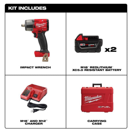 Milwaukee 2962-22R M18 FUEL 1/2in Mid-Torque Impact Wrench w/ Friction Ring Kit