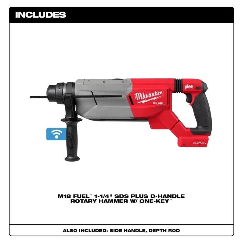 Milwaukee 2916-20 M18 FUEL 1-1/4in SDS Plus D-Handle Rotary Hammer w/ ONE-KEY