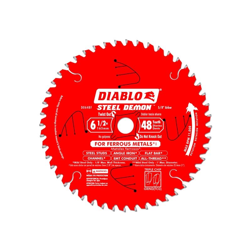 Diablo D0648F 6-1/2 in. x 48 Tooth Steel Demon Metal Cutting Saw Blade