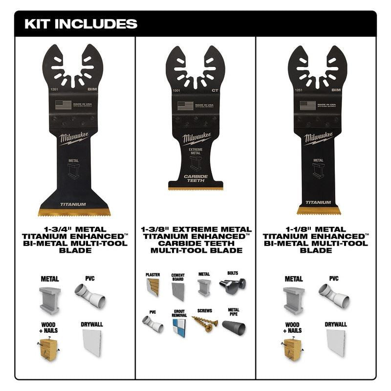 Milwaukee 49-10-9006 OPEN-LOK 3pc Metal Cutting Multi-Tool Blade Variety Pack