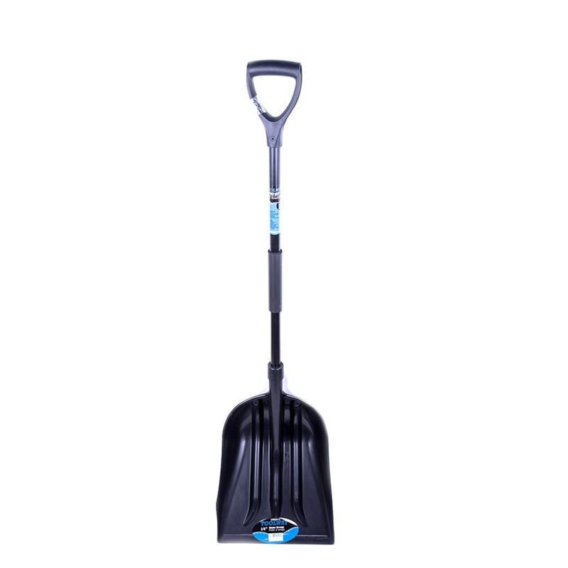 Toolway 194511 14in POLY BLADE SNOW SHOVEL W/ STEEL HANDLE D-GRIP 55IN