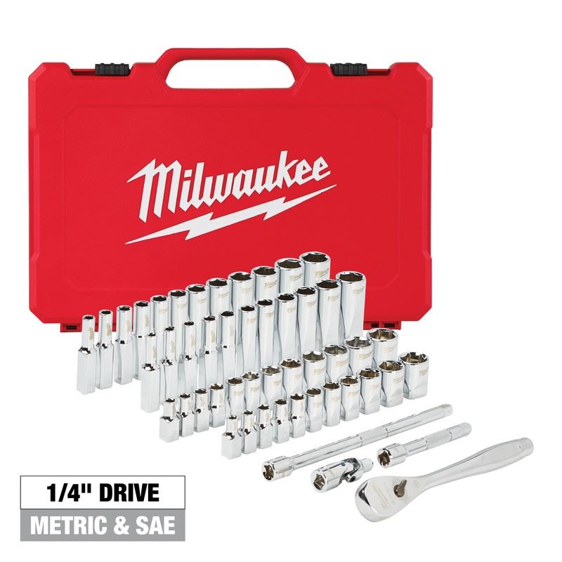 Milwaukee 48-22-9004 1/4 in Drive 50pc Ratchet and Socket Set - SAE and Metric