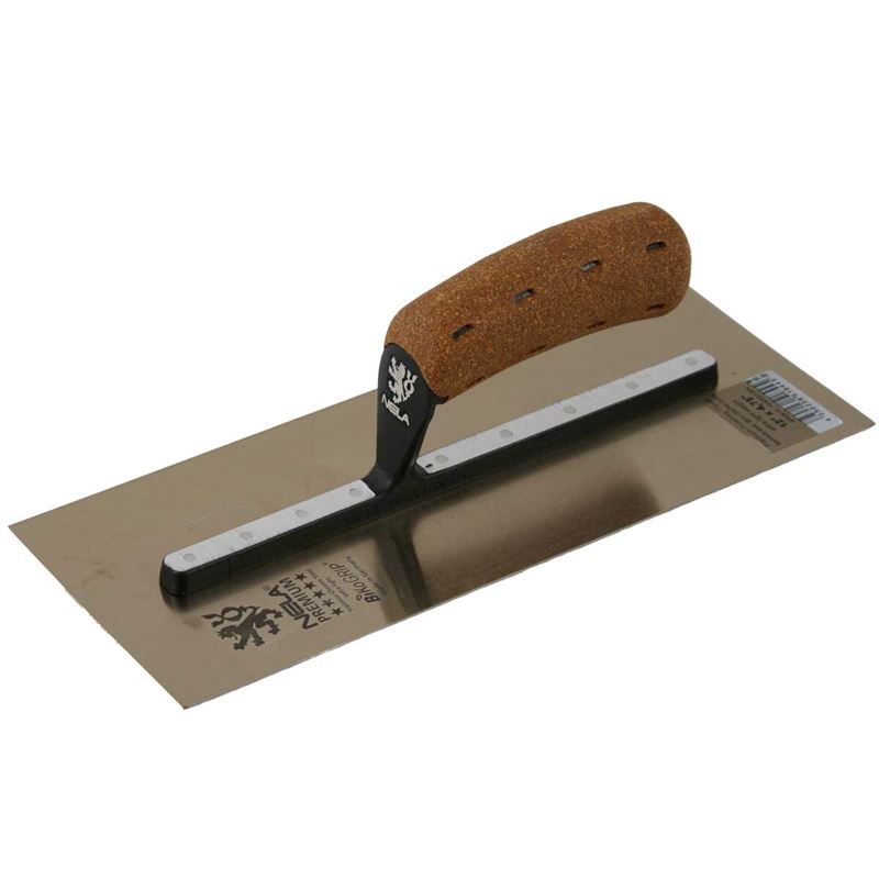 Nela 12" x 4.75" Cork Hdl Chrome SS Smoothing Trowel