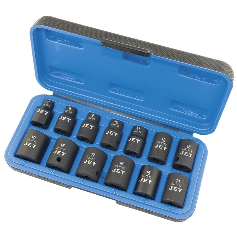 Jet 610217 13 Pc 3/8 Dr Metric Impact Socket Set - 6 Point